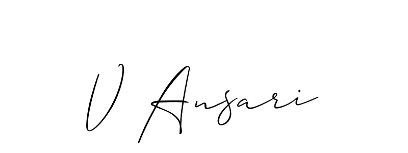 It looks lik you need a new signature style for name V Ansari. Design unique handwritten (Allison_Script) signature with our free signature maker in just a few clicks. V Ansari signature style 2 images and pictures png