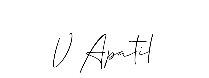 Allison_Script is a professional signature style that is perfect for those who want to add a touch of class to their signature. It is also a great choice for those who want to make their signature more unique. Get V Apatil name to fancy signature for free. V Apatil signature style 2 images and pictures png
