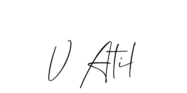 Similarly Allison_Script is the best handwritten signature design. Signature creator online .You can use it as an online autograph creator for name V Atil. V Atil signature style 2 images and pictures png