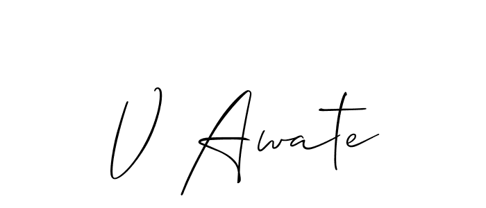 if you are searching for the best signature style for your name V Awate. so please give up your signature search. here we have designed multiple signature styles  using Allison_Script. V Awate signature style 2 images and pictures png