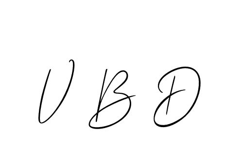 The best way (Allison_Script) to make a short signature is to pick only two or three words in your name. The name V B D include a total of six letters. For converting this name. V B D signature style 2 images and pictures png