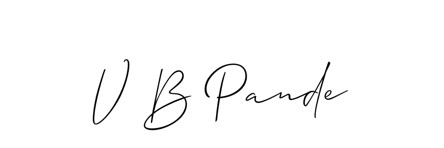 Also You can easily find your signature by using the search form. We will create V B Pande name handwritten signature images for you free of cost using Allison_Script sign style. V B Pande signature style 2 images and pictures png