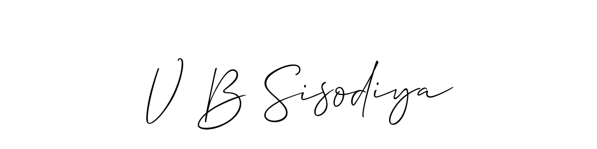 How to make V B Sisodiya name signature. Use Allison_Script style for creating short signs online. This is the latest handwritten sign. V B Sisodiya signature style 2 images and pictures png