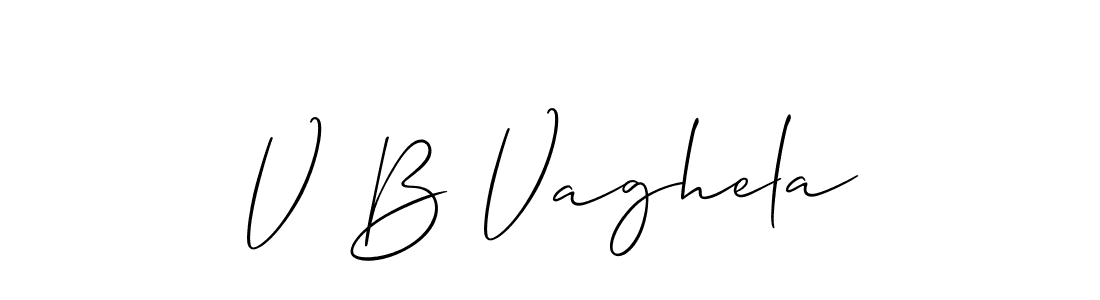 The best way (Allison_Script) to make a short signature is to pick only two or three words in your name. The name V B Vaghela include a total of six letters. For converting this name. V B Vaghela signature style 2 images and pictures png