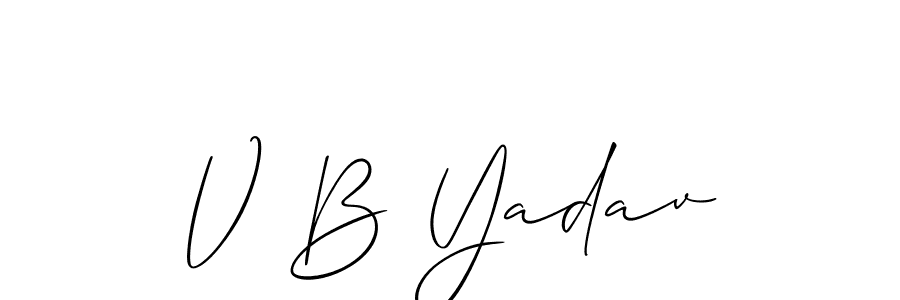 The best way (Allison_Script) to make a short signature is to pick only two or three words in your name. The name V B Yadav include a total of six letters. For converting this name. V B Yadav signature style 2 images and pictures png