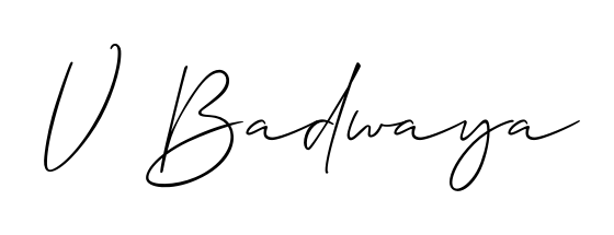 You should practise on your own different ways (Allison_Script) to write your name (V Badwaya) in signature. Don't let someone else do it for you. V Badwaya signature style 2 images and pictures png