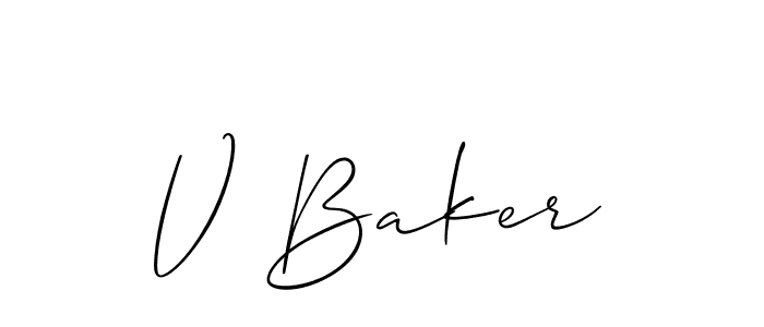 Use a signature maker to create a handwritten signature online. With this signature software, you can design (Allison_Script) your own signature for name V Baker. V Baker signature style 2 images and pictures png