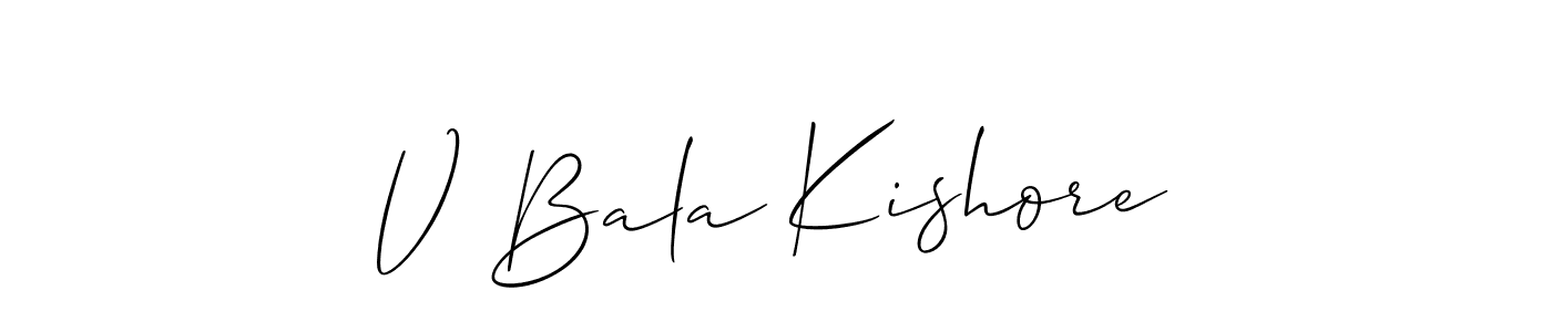 You can use this online signature creator to create a handwritten signature for the name V Bala Kishore. This is the best online autograph maker. V Bala Kishore signature style 2 images and pictures png