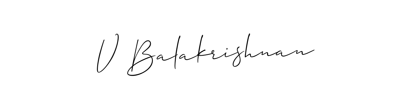 It looks lik you need a new signature style for name V Balakrishnan. Design unique handwritten (Allison_Script) signature with our free signature maker in just a few clicks. V Balakrishnan signature style 2 images and pictures png