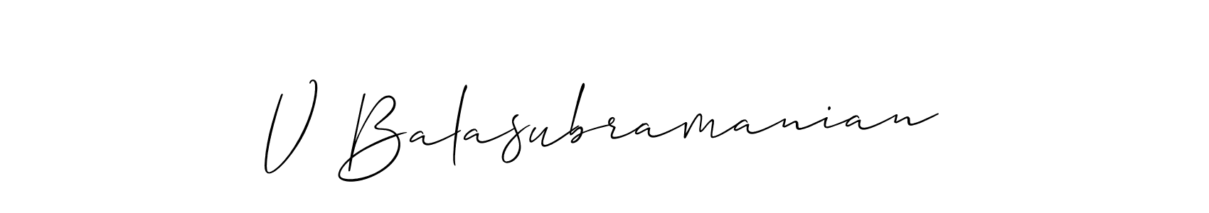 Also we have V Balasubramanian name is the best signature style. Create professional handwritten signature collection using Allison_Script autograph style. V Balasubramanian signature style 2 images and pictures png