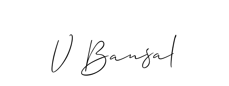 Create a beautiful signature design for name V Bansal. With this signature (Allison_Script) fonts, you can make a handwritten signature for free. V Bansal signature style 2 images and pictures png