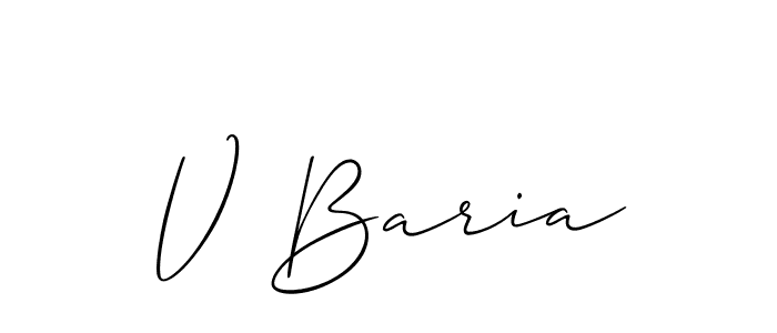 Make a beautiful signature design for name V Baria. With this signature (Allison_Script) style, you can create a handwritten signature for free. V Baria signature style 2 images and pictures png