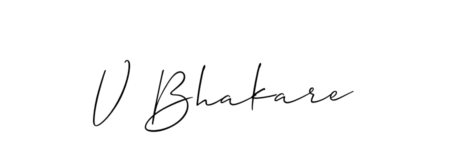 Use a signature maker to create a handwritten signature online. With this signature software, you can design (Allison_Script) your own signature for name V Bhakare. V Bhakare signature style 2 images and pictures png