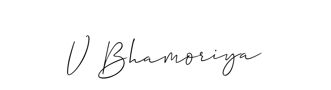 Make a beautiful signature design for name V Bhamoriya. With this signature (Allison_Script) style, you can create a handwritten signature for free. V Bhamoriya signature style 2 images and pictures png