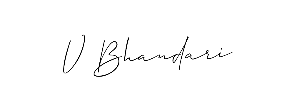 Also You can easily find your signature by using the search form. We will create V Bhandari name handwritten signature images for you free of cost using Allison_Script sign style. V Bhandari signature style 2 images and pictures png