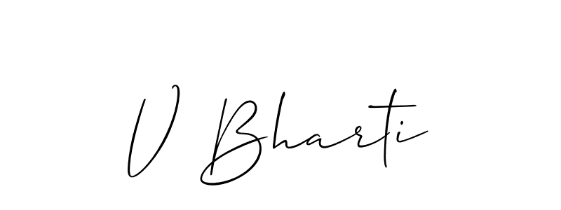 The best way (Allison_Script) to make a short signature is to pick only two or three words in your name. The name V Bharti include a total of six letters. For converting this name. V Bharti signature style 2 images and pictures png