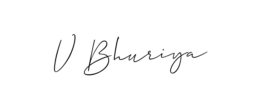 Also You can easily find your signature by using the search form. We will create V Bhuriya name handwritten signature images for you free of cost using Allison_Script sign style. V Bhuriya signature style 2 images and pictures png