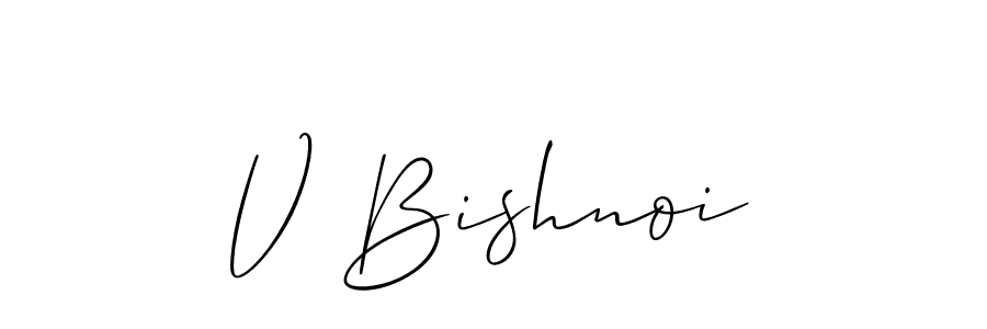 if you are searching for the best signature style for your name V Bishnoi. so please give up your signature search. here we have designed multiple signature styles  using Allison_Script. V Bishnoi signature style 2 images and pictures png