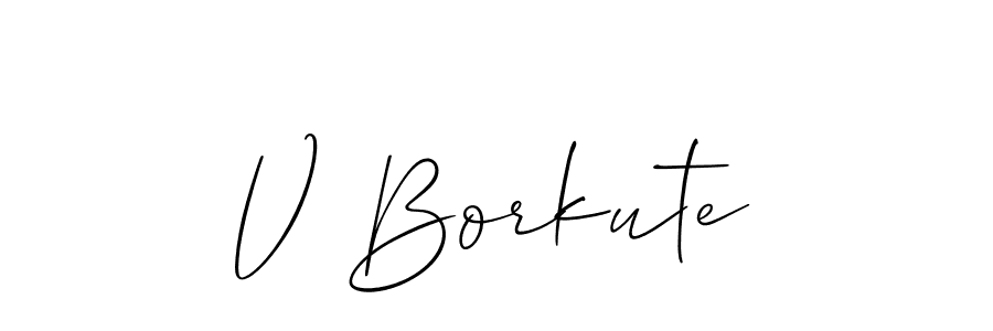 Make a beautiful signature design for name V Borkute. With this signature (Allison_Script) style, you can create a handwritten signature for free. V Borkute signature style 2 images and pictures png