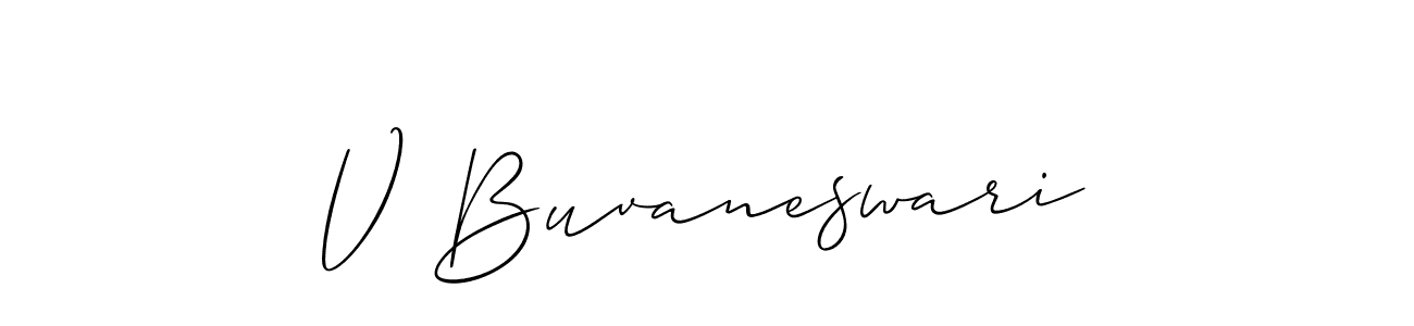 Use a signature maker to create a handwritten signature online. With this signature software, you can design (Allison_Script) your own signature for name V Buvaneswari. V Buvaneswari signature style 2 images and pictures png
