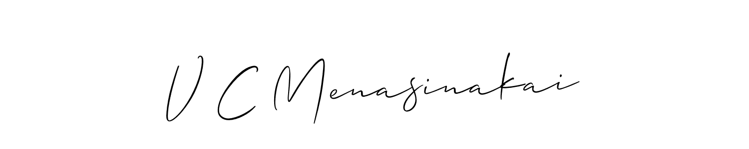 V C Menasinakai stylish signature style. Best Handwritten Sign (Allison_Script) for my name. Handwritten Signature Collection Ideas for my name V C Menasinakai. V C Menasinakai signature style 2 images and pictures png