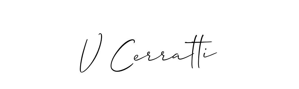 Make a short V Cerratti signature style. Manage your documents anywhere anytime using Allison_Script. Create and add eSignatures, submit forms, share and send files easily. V Cerratti signature style 2 images and pictures png