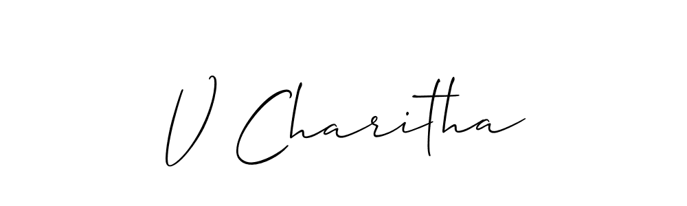 V Charitha stylish signature style. Best Handwritten Sign (Allison_Script) for my name. Handwritten Signature Collection Ideas for my name V Charitha. V Charitha signature style 2 images and pictures png