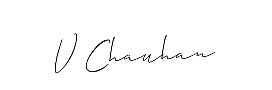 if you are searching for the best signature style for your name V Chauhan. so please give up your signature search. here we have designed multiple signature styles  using Allison_Script. V Chauhan signature style 2 images and pictures png