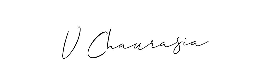 It looks lik you need a new signature style for name V Chaurasia. Design unique handwritten (Allison_Script) signature with our free signature maker in just a few clicks. V Chaurasia signature style 2 images and pictures png