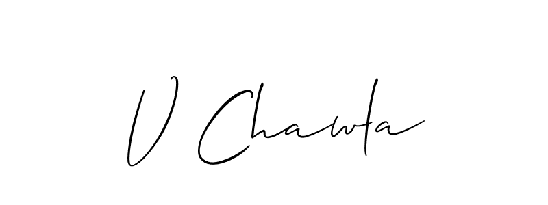Also we have V Chawla name is the best signature style. Create professional handwritten signature collection using Allison_Script autograph style. V Chawla signature style 2 images and pictures png