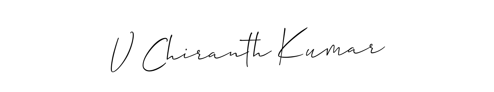 Also You can easily find your signature by using the search form. We will create V Chiranth Kumar name handwritten signature images for you free of cost using Allison_Script sign style. V Chiranth Kumar signature style 2 images and pictures png