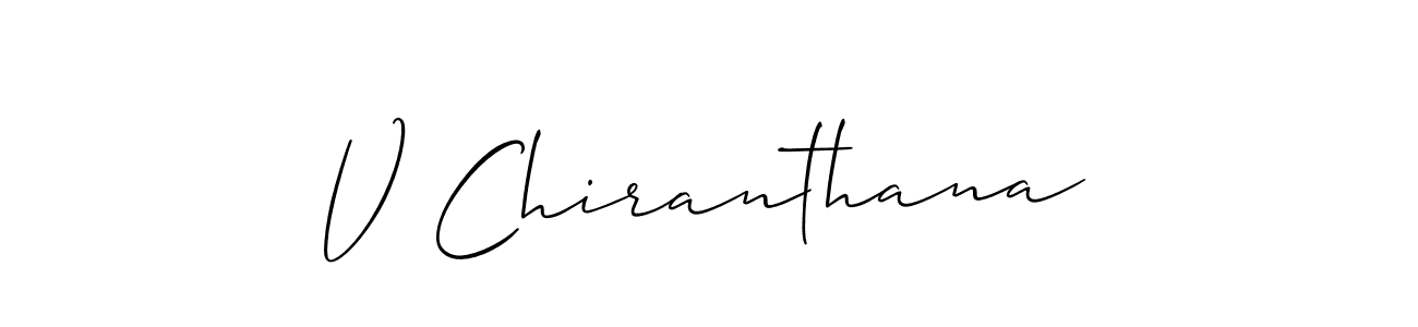 Similarly Allison_Script is the best handwritten signature design. Signature creator online .You can use it as an online autograph creator for name V Chiranthana. V Chiranthana signature style 2 images and pictures png