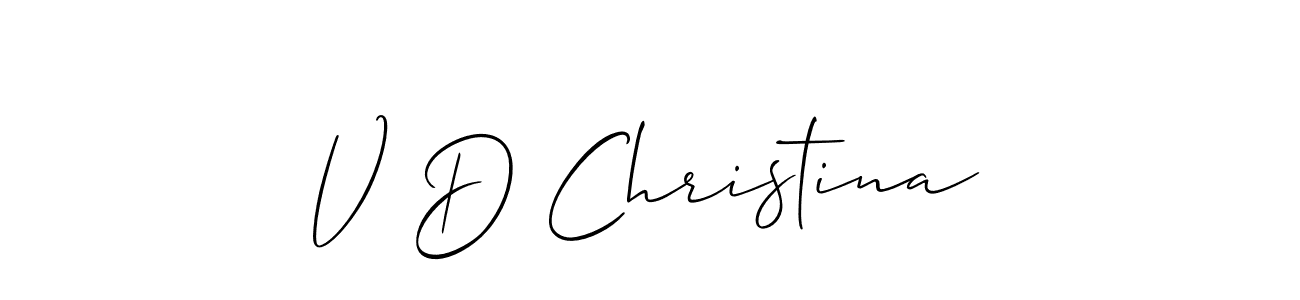 Design your own signature with our free online signature maker. With this signature software, you can create a handwritten (Allison_Script) signature for name V D Christina. V D Christina signature style 2 images and pictures png