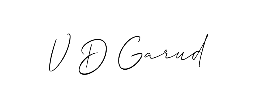 Check out images of Autograph of V D Garud name. Actor V D Garud Signature Style. Allison_Script is a professional sign style online. V D Garud signature style 2 images and pictures png