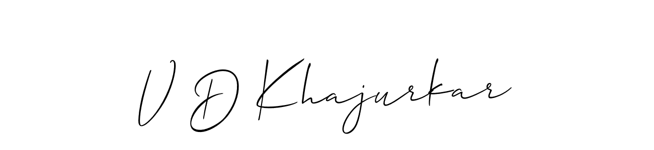 Make a short V D Khajurkar signature style. Manage your documents anywhere anytime using Allison_Script. Create and add eSignatures, submit forms, share and send files easily. V D Khajurkar signature style 2 images and pictures png