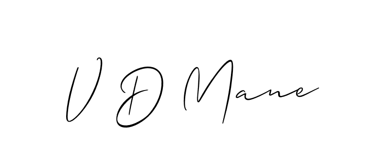 Use a signature maker to create a handwritten signature online. With this signature software, you can design (Allison_Script) your own signature for name V D Mane. V D Mane signature style 2 images and pictures png