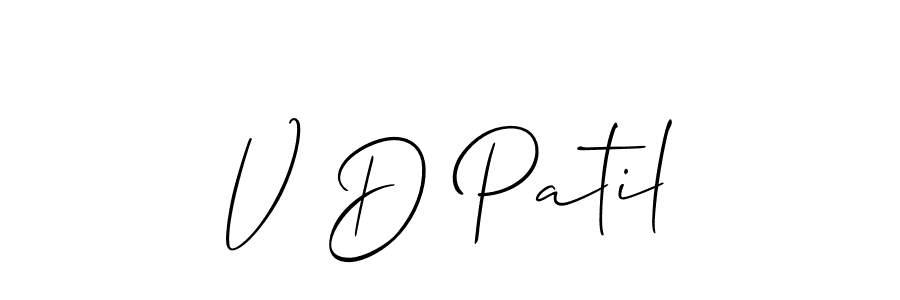 Create a beautiful signature design for name V D Patil. With this signature (Allison_Script) fonts, you can make a handwritten signature for free. V D Patil signature style 2 images and pictures png