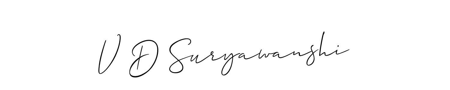 Create a beautiful signature design for name V D Suryawanshi. With this signature (Allison_Script) fonts, you can make a handwritten signature for free. V D Suryawanshi signature style 2 images and pictures png