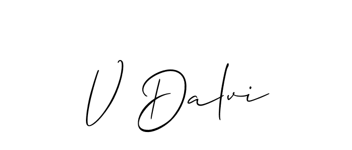 You should practise on your own different ways (Allison_Script) to write your name (V Dalvi) in signature. don't let someone else do it for you. V Dalvi signature style 2 images and pictures png