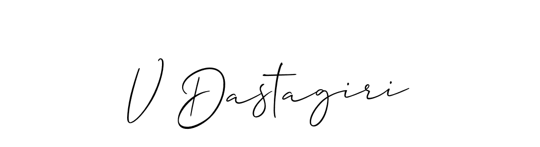 Use a signature maker to create a handwritten signature online. With this signature software, you can design (Allison_Script) your own signature for name V Dastagiri. V Dastagiri signature style 2 images and pictures png