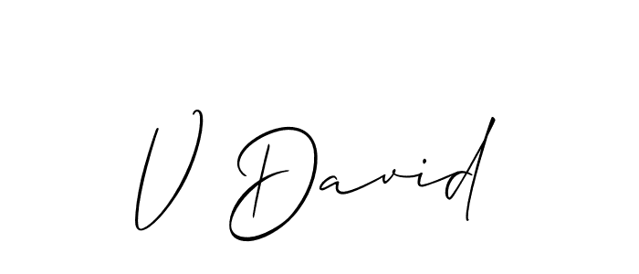 How to make V David signature? Allison_Script is a professional autograph style. Create handwritten signature for V David name. V David signature style 2 images and pictures png