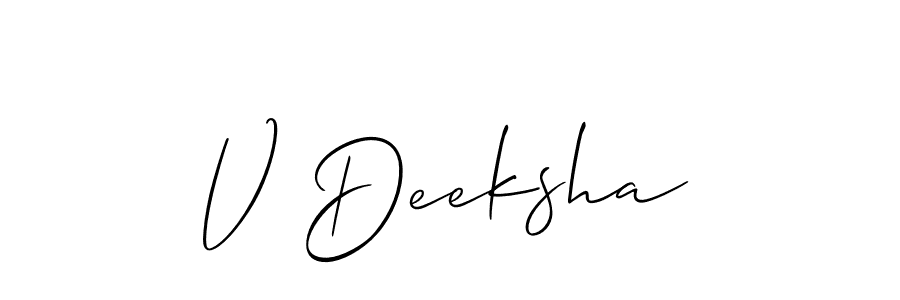 It looks lik you need a new signature style for name V Deeksha. Design unique handwritten (Allison_Script) signature with our free signature maker in just a few clicks. V Deeksha signature style 2 images and pictures png