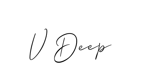 How to make V Deep signature? Allison_Script is a professional autograph style. Create handwritten signature for V Deep name. V Deep signature style 2 images and pictures png