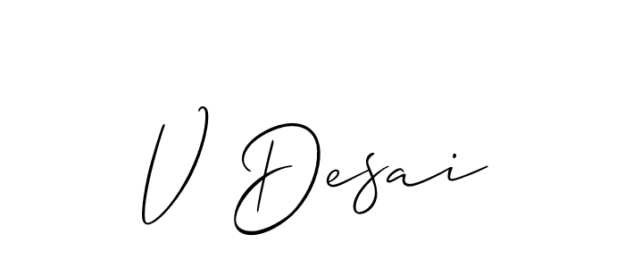 Make a beautiful signature design for name V Desai. With this signature (Allison_Script) style, you can create a handwritten signature for free. V Desai signature style 2 images and pictures png