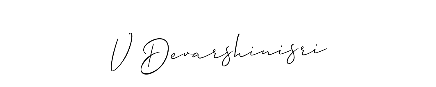 Allison_Script is a professional signature style that is perfect for those who want to add a touch of class to their signature. It is also a great choice for those who want to make their signature more unique. Get V Devarshinisri name to fancy signature for free. V Devarshinisri signature style 2 images and pictures png