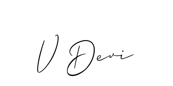 Allison_Script is a professional signature style that is perfect for those who want to add a touch of class to their signature. It is also a great choice for those who want to make their signature more unique. Get V Devi name to fancy signature for free. V Devi signature style 2 images and pictures png