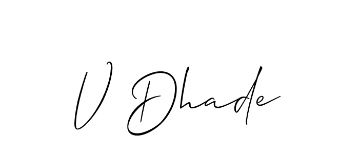 Make a beautiful signature design for name V Dhade. With this signature (Allison_Script) style, you can create a handwritten signature for free. V Dhade signature style 2 images and pictures png