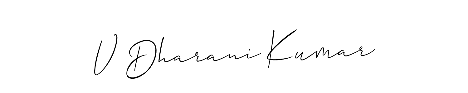 Similarly Allison_Script is the best handwritten signature design. Signature creator online .You can use it as an online autograph creator for name V Dharani Kumar. V Dharani Kumar signature style 2 images and pictures png