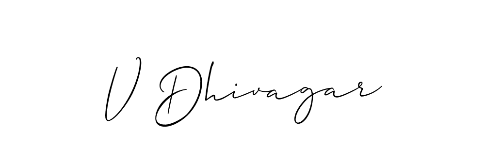 Make a short V Dhivagar signature style. Manage your documents anywhere anytime using Allison_Script. Create and add eSignatures, submit forms, share and send files easily. V Dhivagar signature style 2 images and pictures png
