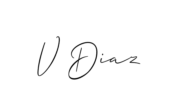 Allison_Script is a professional signature style that is perfect for those who want to add a touch of class to their signature. It is also a great choice for those who want to make their signature more unique. Get V Diaz name to fancy signature for free. V Diaz signature style 2 images and pictures png